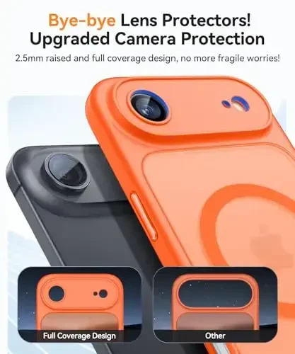 CANSHN iPhone Air Case (6.5 dyuym) bilan mos magnit, yangilangan [To'liq kamera himoyasi] [Magsafe bilan mos] [Yarim shaffof mat] iPhone 17 Air Case uchun zarbga chidamli telefon qopqog'i, to'q sariq - 3
