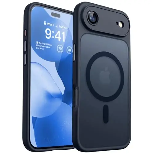 CANSHN Magnetic Compatible with iPhone Air Case(6.5 Inch), Upgraded [Full Camera Protection] [Compatible with Magsafe] [Translucent Matte] Shockproof Phone Cover for iPhone 17 Air Case,Black - 1