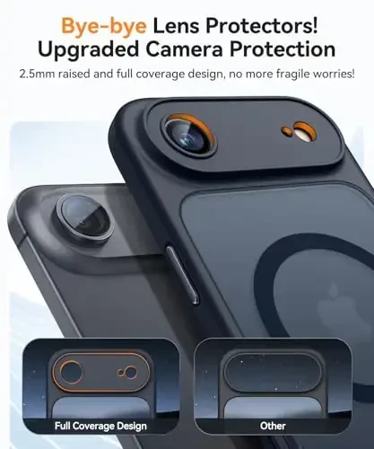 CANSHN Magnetic Compatible with iPhone Air Case(6.5 Inch), Upgraded [Full Camera Protection] [Compatible with Magsafe] [Translucent Matte] Shockproof Phone Cover for iPhone 17 Air Case,Black - 3