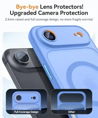 CANSHN Magnetic Compatible with iPhone Air Case(6.5 Inch), Upgraded [Full Camera Protection] [Compatible with Magsafe] [Translucent Matte] Shockproof Phone Cover for iPhone 17 Air Case,Ultramarine - 3