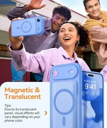 CANSHN Magnetic Compatible with iPhone Air Case(6.5 Inch), Upgraded [Full Camera Protection] [Compatible with Magsafe] [Translucent Matte] Shockproof Phone Cover for iPhone 17 Air Case,Ultramarine - 4