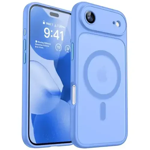 CANSHN Magnetic Compatible with iPhone Air Case(6.5 Inch), Upgraded [Full Camera Protection] [Compatible with Magsafe] [Translucent Matte] Shockproof Phone Cover for iPhone 17 Air Case,Ultramarine 
