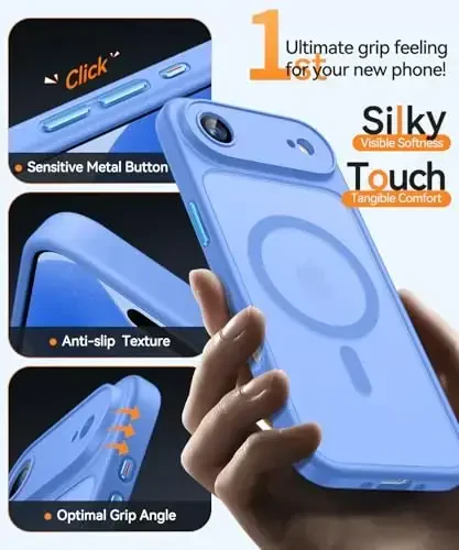 CANSHN Magnetic Compatible with iPhone Air Case(6.5 Inch), Upgraded [Full Camera Protection] [Compatible with Magsafe] [Translucent Matte] Shockproof Phone Cover for iPhone 17 Air Case,Ultramarine - 7