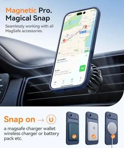 CANSHN Magnetic Compatible with iPhone Air Case(6.5 Inch), Upgraded [Full Camera Protection] [Compatible with Magsafe] [Translucent Matte] Shockproof Phone Cover for iPhone 17 Air Case,Deep Blue - 5