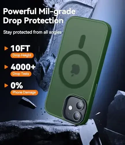 CANSHN Magnetic Compatible with iPhone 12 Case/iPhone 12 Pro Case [Compatible with Magsafe] [Translucent Matte] Slim Thin Shockproof Protective Bumper Cover Phone Case 6.1 Inch - Green - 3