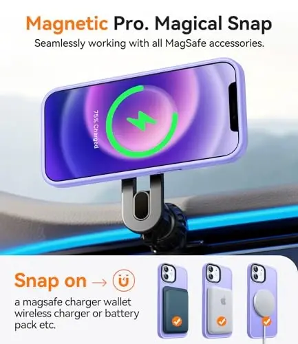 CANSHN Magnetic Compatible with iPhone 12 Case/iPhone 12 Pro Case [Compatible with Magsafe] [Translucent Matte] Slim Thin Shockproof Protective Bumper Cover Phone Case 6.1 Inch - Light Purple - 2