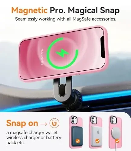 CANSHN Magnetic Compatible with iPhone 12 Case/iPhone 12 Pro Case [Compatible with Magsafe] [Translucent Matte] Slim Thin Shockproof Protective Bumper Cover Phone Case 6.1 Inch - Pink - 2