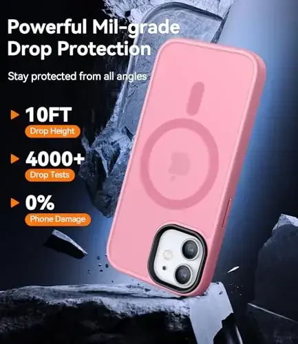 CANSHN Magnetic Compatible with iPhone 12 Case/iPhone 12 Pro Case [Compatible with Magsafe] [Translucent Matte] Slim Thin Shockproof Protective Bumper Cover Phone Case 6.1 Inch - Pink - 3