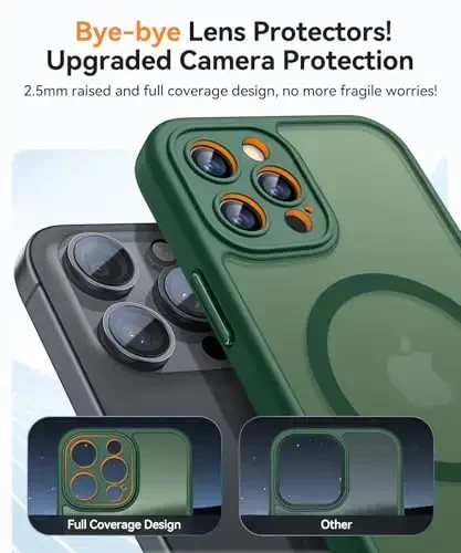 CANSHN Magnetic Compatible with iPhone 12 Pro Max Case, Upgraded [Full Camera Protection] [Compatible with Magsafe] [Translucent Matte] Shockproof Protective Phone Cover 6.7 Inch - Deep Green - 3