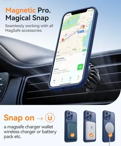 CANSHN Magnetic Compatible with iPhone 13 Pro Max Case, Upgraded [Full Camera Protection] [Compatible with Magsafe] [Translucent Matte] Shockproof Protective Phone Case Cover 6.7 Inch - Deep Blue - 4