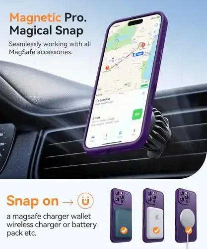 CANSHN Magnetic Compatible with iPhone 16 Pro Max Case, Upgraded [Full Camera Protection] [Compatible with Magsafe] [Translucent Matte] Shockproof Protective Phone Case Cover 6.9 Inch - Deep Purple - 4