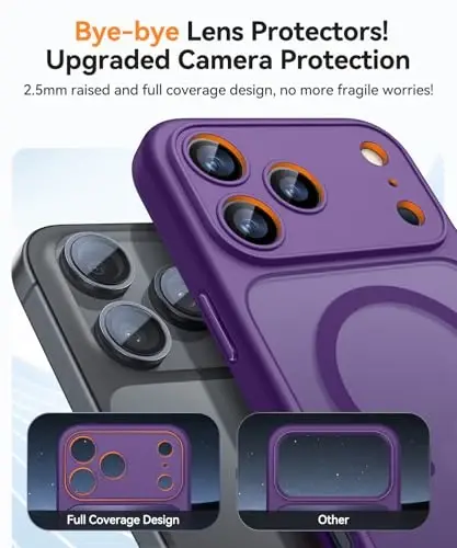CANSHN Magnetic Compatible with iPhone 17 Pro Max Case, Upgraded [Full Camera Protection] [Compatible with Magsafe] [Translucent Matte] Shockproof Protective Phone Cover 6.9 Inch - Deep Purple - 3