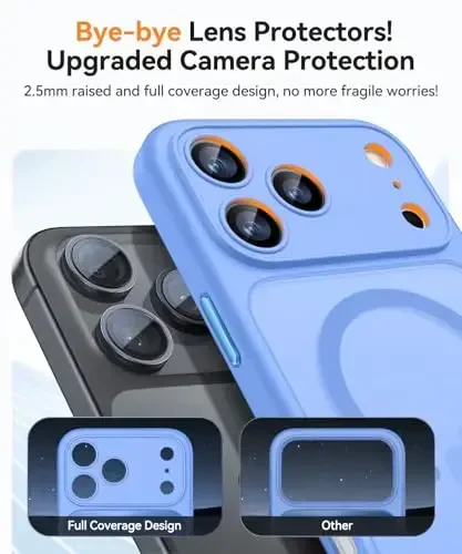 CANSHN Magnetic Compatible with iPhone 17 Pro Max Case, Upgraded [Full Camera Protection] [Compatible with Magsafe] [Translucent Matte] Shockproof Protective Phone Cover 6.9 Inch - Ultramarine - 3