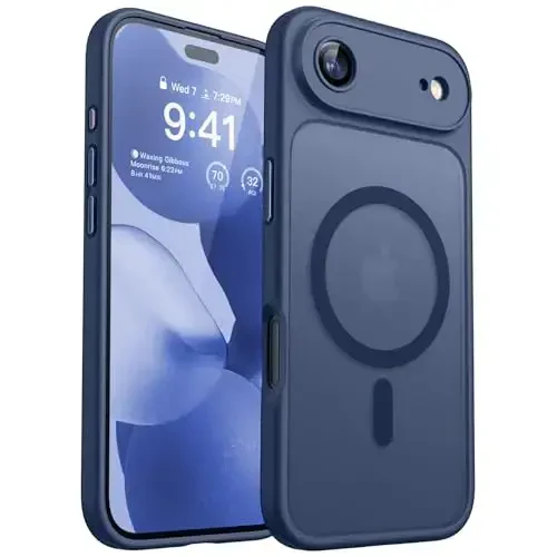 CANSHN Magnetic Compatible with iPhone Air Case(6.5 Inch), Upgraded [Full Camera Protection] [Compatible with Magsafe] [Translucent Matte] Shockproof Phone Cover for iPhone 17 Air Case,Deep Blue - 1