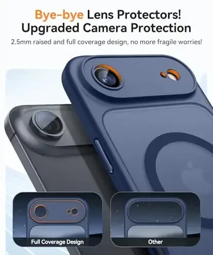 CANSHN Magnetic Compatible with iPhone Air Case(6.5 Inch), Upgraded [Full Camera Protection] [Compatible with Magsafe] [Translucent Matte] Shockproof Phone Cover for iPhone 17 Air Case,Deep Blue - 3