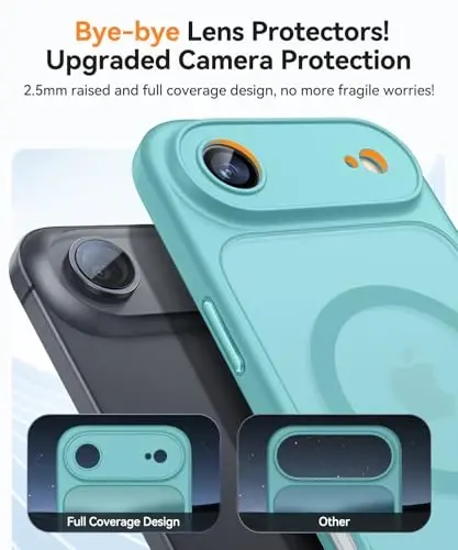 CANSHN Magnetic Compatible with iPhone Air Case(6.5 Inch), Upgraded [Full Camera Protection] [Compatible with Magsafe] [Translucent Matte] Shockproof Phone Cover for iPhone 17 Air Case,Teal - 3