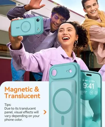 CANSHN Magnetic Compatible with iPhone Air Case(6.5 Inch), Upgraded [Full Camera Protection] [Compatible with Magsafe] [Translucent Matte] Shockproof Phone Cover for iPhone 17 Air Case,Teal - 4