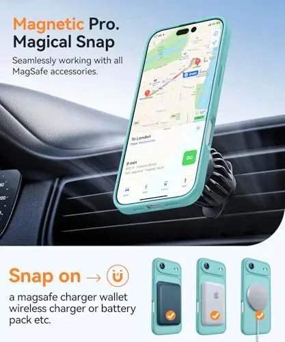 CANSHN Magnetic Compatible with iPhone Air Case(6.5 Inch), Upgraded [Full Camera Protection] [Compatible with Magsafe] [Translucent Matte] Shockproof Phone Cover for iPhone 17 Air Case,Teal - 5