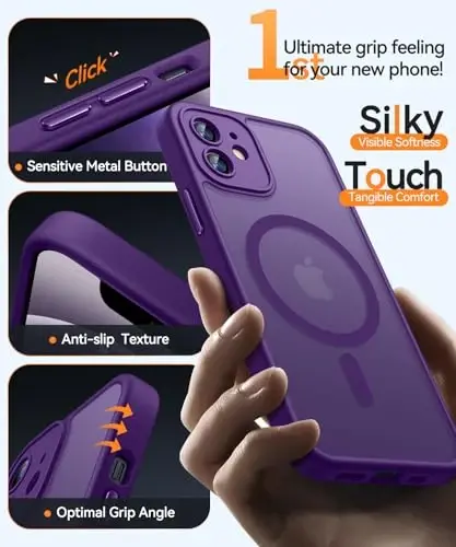 CANSHN Magnetic for iPhone 12 Mini Case, Upgraded [Full Camera Protection] [Compatible with Magsafe] [Translucent Matte] Shockproof Protective Phone Case for iPhone 12 Mini 5.4