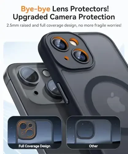 CANSHN Magnetic for iPhone 13 Case, Upgraded [Full Camera Protection] [Compatible with Magsafe] [Translucent Matte] Shockproof Protective Phone Case for iPhone 13 6.1