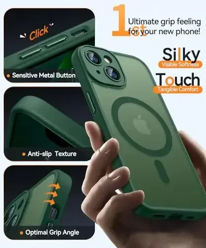 CANSHN Magnetic for iPhone 13 Case, Upgraded [Full Camera Protection] [Compatible with Magsafe] [Translucent Matte] Shockproof Protective Phone Case for iPhone 13 6.1