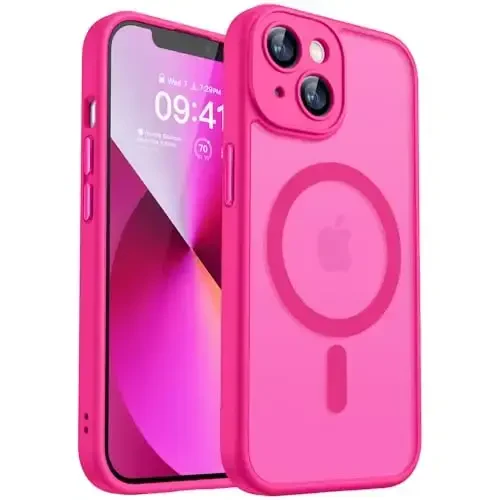 CANSHN Magnetic for iPhone 13 Case, Upgraded [Full Camera Protection] [Compatible with Magsafe] [Translucent Matte] Shockproof Protective Phone Case for iPhone 13 6.1