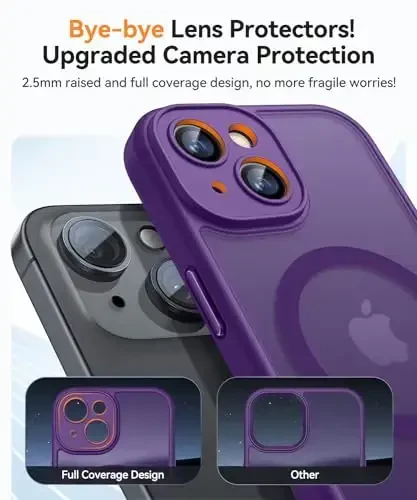 CANSHN Magnetic for iPhone 14 Plus Case, Upgraded [Full Camera Protection] [Compatible with Magsafe] [Translucent Matte] Shockproof Protective Phone Case for iPhone 14 Plus 6.7