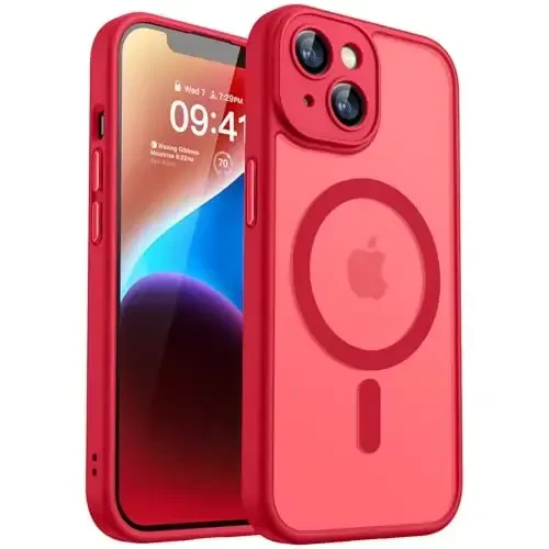 CANSHN Magnetic for iPhone 14 Plus Case, Upgraded [Full Camera Protection] [Compatible with Magsafe] [Translucent Matte] Shockproof Protective Phone Case for iPhone 14 Plus 6.7