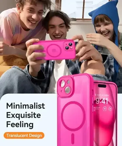 CANSHN Magnetic for iPhone 15 Case, Upgraded [Full Camera Protection] [Compatible with Magsafe] [Translucent Matte] Shockproof Protective Phone Case for iPhone 15 6.1