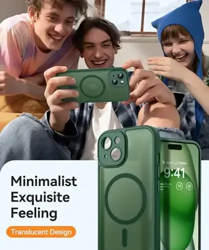 CANSHN Magnetic for iPhone 15 Plus Case, Upgraded [Full Camera Protection] [Compatible with Magsafe] [Translucent Matte] Shockproof Protective Phone Case for iPhone 15 Plus 6.7