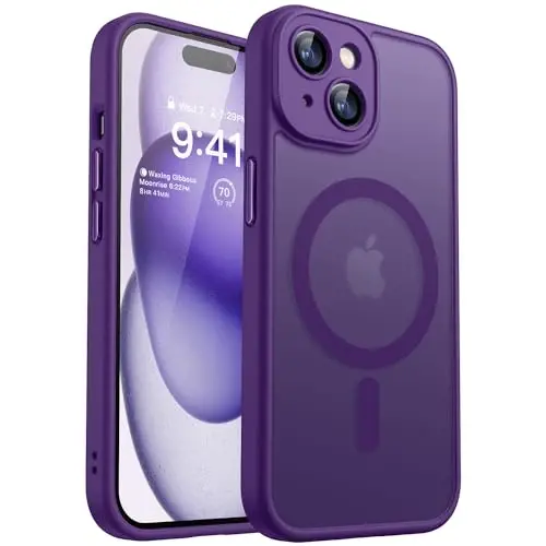 CANSHN Magnetic for iPhone 15 Plus Case, Upgraded [Full Camera Protection] [Compatible with Magsafe] [Translucent Matte] Shockproof Protective Phone Case for iPhone 15 Plus 6.7