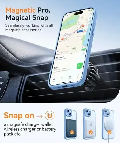 CANSHN Magnetic for iPhone 15 Plus Case, Upgraded [Full Camera Protection] [Compatible with Magsafe] [Translucent Matte] Shockproof Protective Phone Case for iPhone 15 Plus 6.7