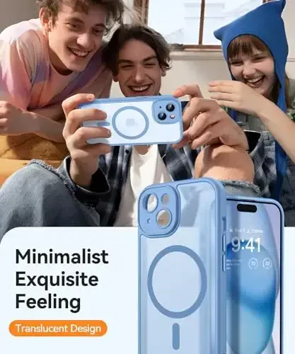 CANSHN Magnetic for iPhone 15 Plus Case, Upgraded [Full Camera Protection] [Compatible with Magsafe] [Translucent Matte] Shockproof Protective Phone Case for iPhone 15 Plus 6.7