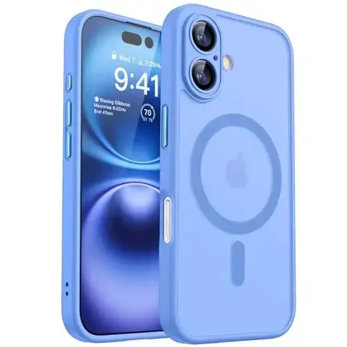 CANSHN Magnetic for iPhone 16 Case, Upgraded [Full Camera Protection] [Compatible with Magsafe] [Translucent Matte] Shockproof Protective Phone Case for iPhone 16 - Ultramarine 