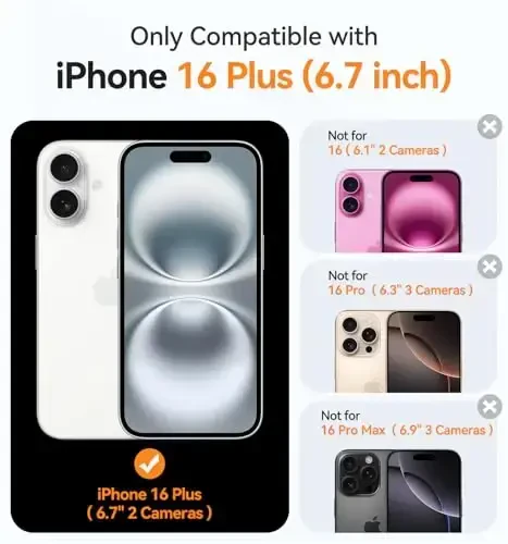 CANSHN Magnetic for iPhone 16 Plus Case Clear, Upgraded [Full Camera Protection] [Compatible with Magsafe] Non-Yellowing Protective Shockproof Bumper - Clear - 2