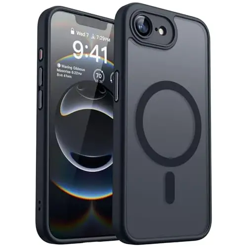 CANSHN Magnetic for iPhone 16e Case, Upgraded [Full Camera Protection] [Compatible with Magsafe] [Translucent Matte] Shockproof Protective Phone Case for iPhone 16e - Black - 1