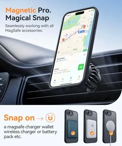 CANSHN Magnetic for iPhone 16e Case, Upgraded [Full Camera Protection] [Compatible with Magsafe] [Translucent Matte] Shockproof Protective Phone Case for iPhone 16e - Black - 3