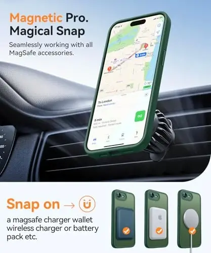 CANSHN Magnetic for iPhone 16e Case, Upgraded [Full Camera Protection] [Compatible with Magsafe] [Translucent Matte] Shockproof Protective Phone Case for iPhone 16e - Deep Green - 3