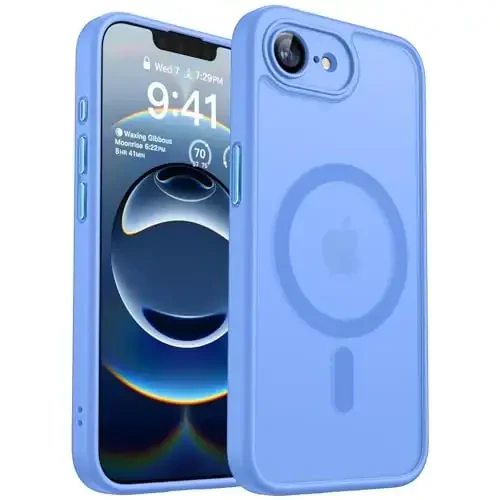 CANSHN Magnetic for iPhone 16e Case, Upgraded [Full Camera Protection] [Compatible with Magsafe] [Translucent Matte] Shockproof Protective Phone Case for iPhone 16e - Ultramarine - 1