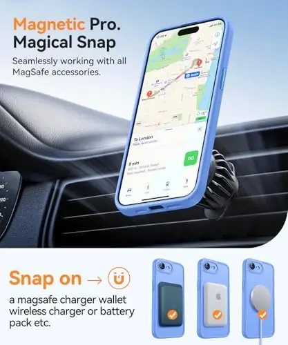 CANSHN Magnetic for iPhone 16e Case, Upgraded [Full Camera Protection] [Compatible with Magsafe] [Translucent Matte] Shockproof Protective Phone Case for iPhone 16e - Ultramarine - 3