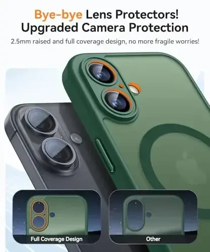 CANSHN Magnetic for iPhone 17 Case, Upgraded [Full Camera Protection] [Compatible with Magsafe] [Translucent Matte] Shockproof Protective Phone Case for iPhone 17 - Deep Green - 3