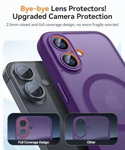 CANSHN Magnetic for iPhone 17 Case, Upgraded [Full Camera Protection] [Compatible with Magsafe] [Translucent Matte] Shockproof Protective Phone Case for iPhone 17 - Deep Purple - 3