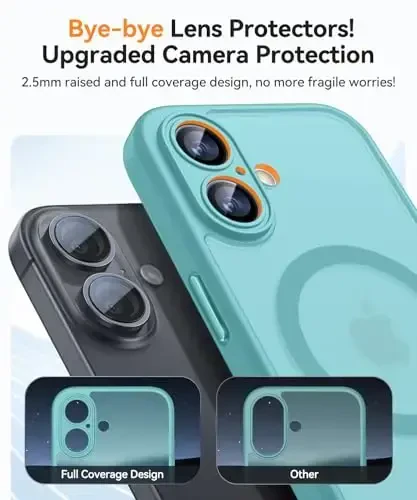 CANSHN Magnetic for iPhone 17 Case, Upgraded [Full Camera Protection] [Compatible with Magsafe] [Translucent Matte] Shockproof Protective Phone Case for iPhone 17 - Teal - 3