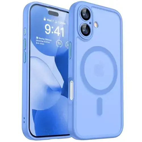 CANSHN Magnetic for iPhone 17 Case, Upgraded [Full Camera Protection] [Compatible with Magsafe] [Translucent Matte] Shockproof Protective Phone Case for iPhone 17 - Ultramarine - 1