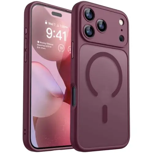 CANSHN Magnetic Shockproof for iPhone 18 Pro Max Case, Burgundy Red | Full Camera Protection, Compatible with MagSafe, Translucent Matte, Military-Grade Protection, Scratch Resistant, Slim Fit - 1