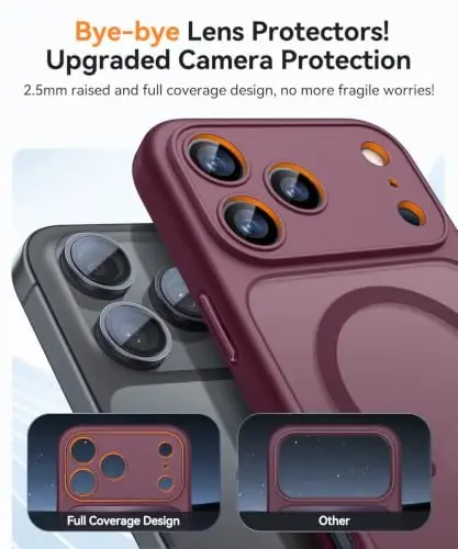 CANSHN Magnetic Shockproof for iPhone 18 Pro Max Case, Burgundy Red | Full Camera Protection, Compatible with MagSafe, Translucent Matte, Military-Grade Protection, Scratch Resistant, Slim Fit - 3