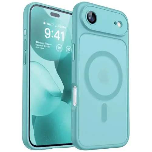 CANSHN Magnetic Compatible with iPhone Air Case(6.5 Inch), Upgraded [Full Camera Protection] [Compatible with Magsafe] [Translucent Matte] Shockproof Phone Cover for iPhone 17 Air Case,Teal 