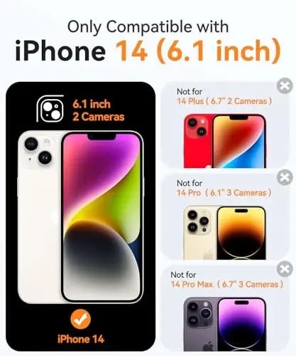 CANSHN Magnetic for iPhone 14 Case, Upgraded [Full Camera Protection] [Compatible with Magsafe] [Translucent Matte] Shockproof Protective Phone Case for iPhone 14 6.1