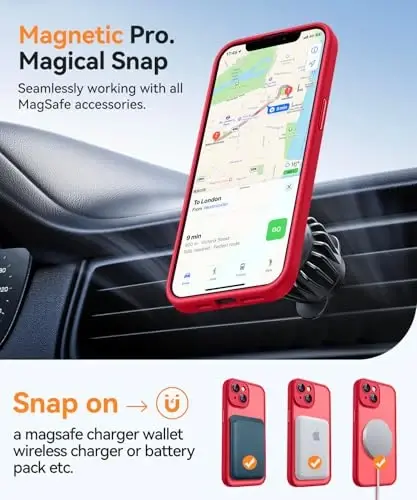 CANSHN Magnetic for iPhone 14 Case, Upgraded [Full Camera Protection] [Compatible with Magsafe] [Translucent Matte] Shockproof Protective Phone Case for iPhone 14 6.1