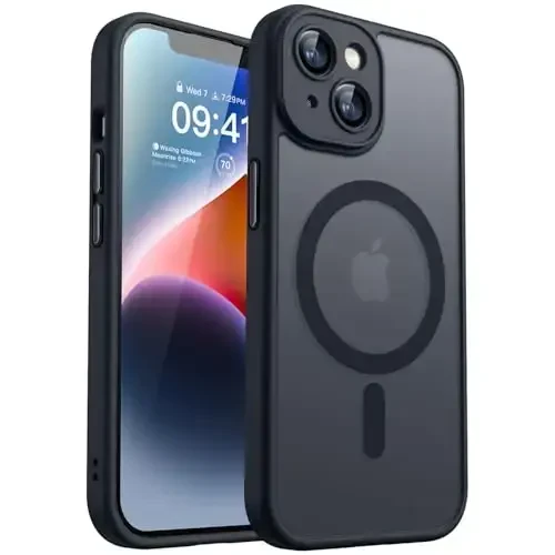CANSHN Magnetic for iPhone 14 Case, Upgraded [Full Camera Protection] [Compatible with Magsafe] [Translucent Matte] Shockproof Protective Phone Case for iPhone 14 6.1